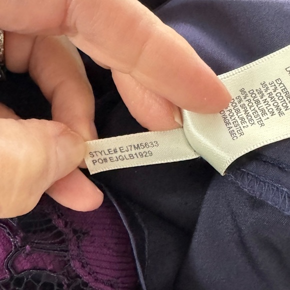 Eliza J Cocktail Dress Purple Lace Long Sleeve Scalloped Hem Party Dress Size 6 - Picture 12 of 15